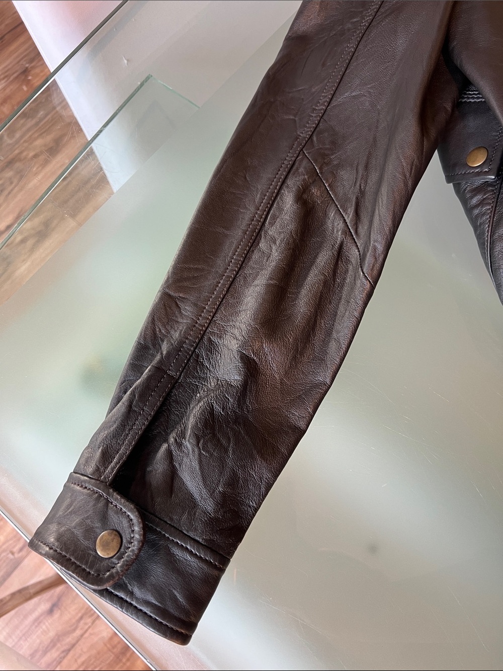 Lucky Brand Brown Leather Military Field Jacket - Picture 6 of 6